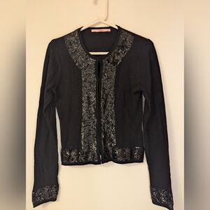 Silk cashmere sequin black sweater size M by View